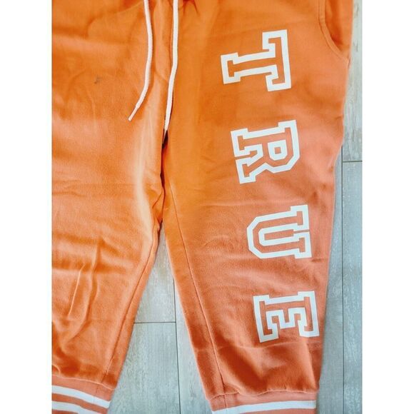 True Religion M Crop Sweatpants Orange Vintage Tie Closure *Has SPOT* Cotton Men - Picture 4 of 9